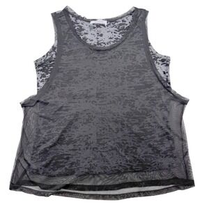 ActiveZone Weekend Collection Burnout‎ Mesh Layered Tank Top Womens L Black Grey